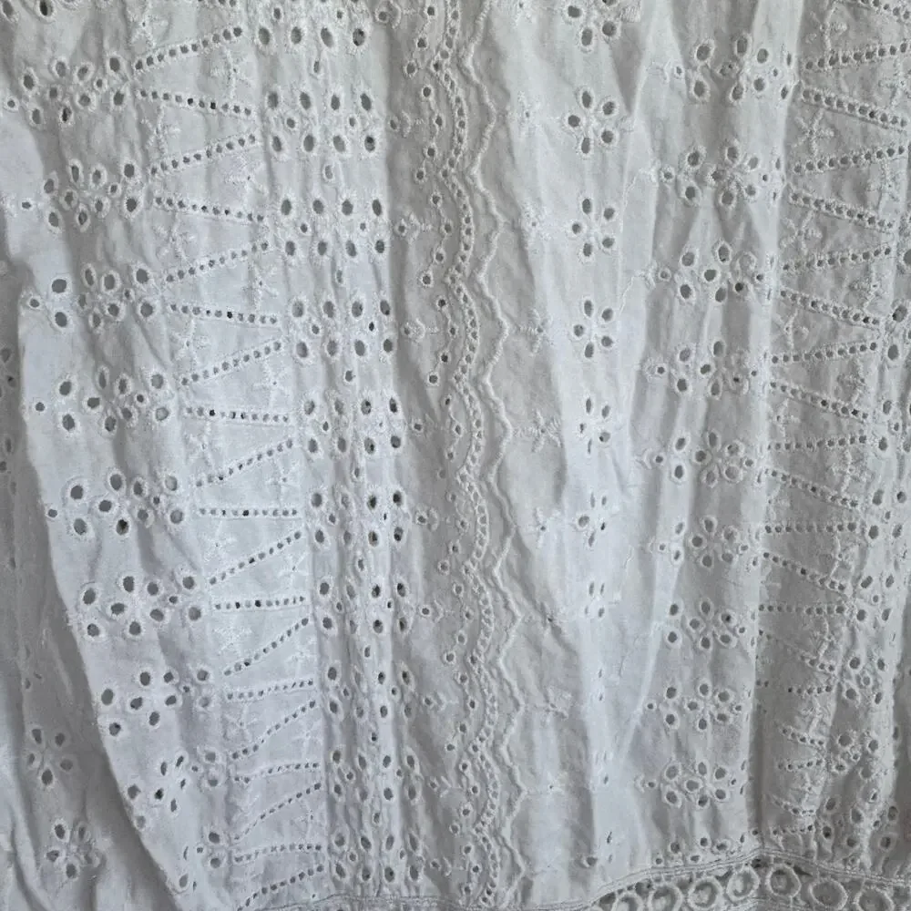 J. Crew Mini Eyelet Dress White Tiered Skirt Sz 14 - Picture 2 of 6